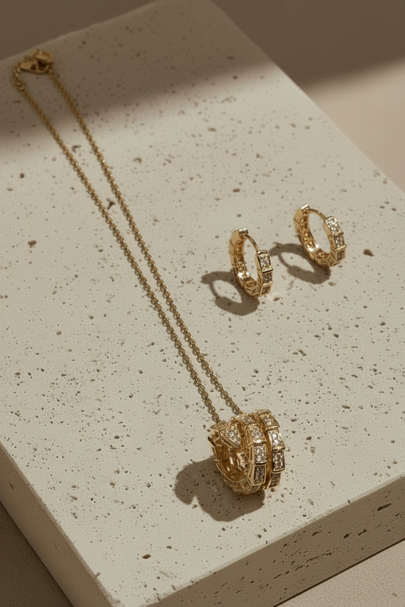 Mosaic Serpent 18K Gold Plated Stainless Steel Set