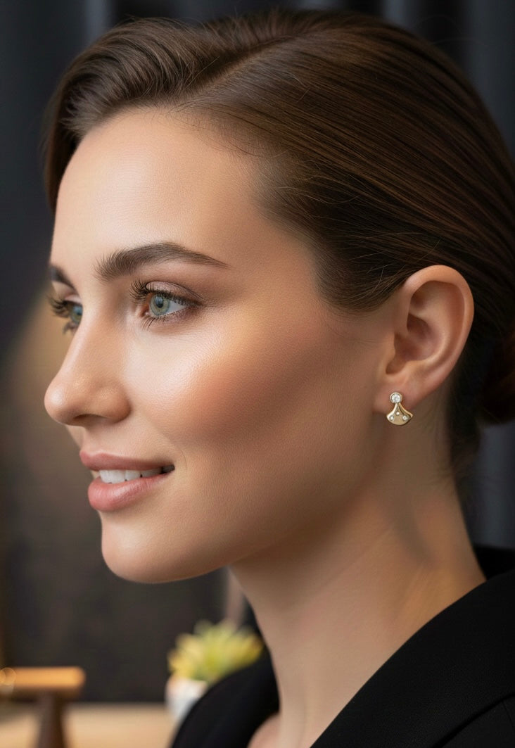 Petite 18K Rose Gold Plated Four-Stone Stainless Steel Studs