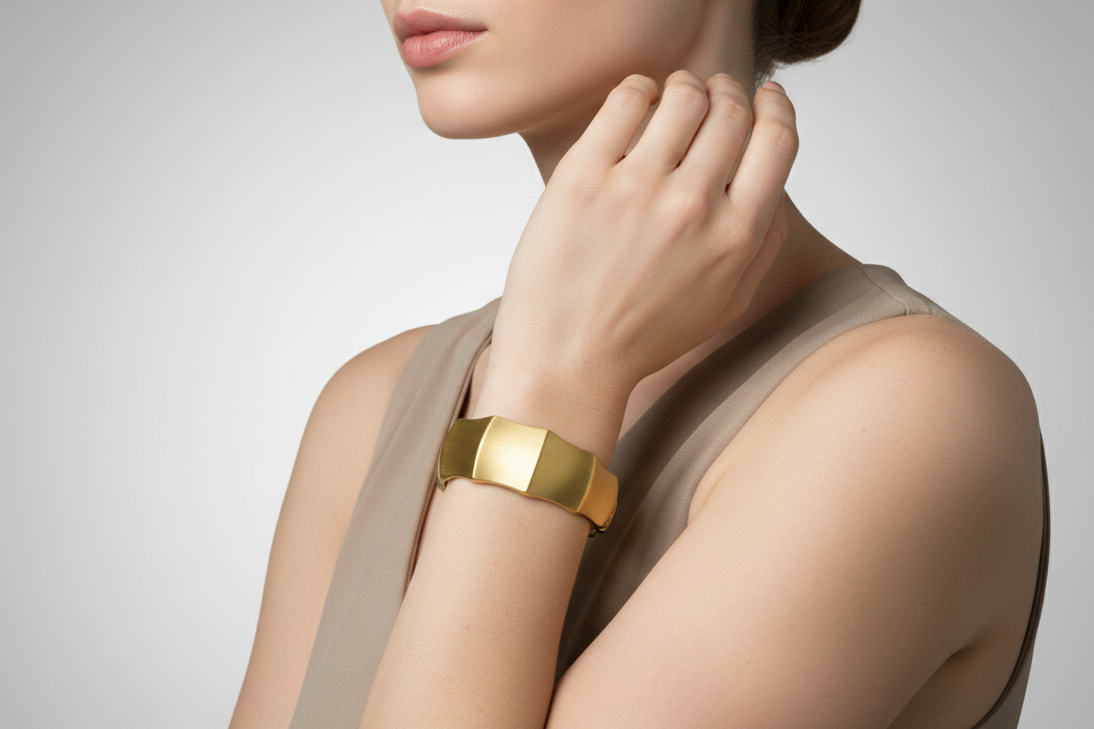 The Sculpted Matte Ribbed Statement Bangle
