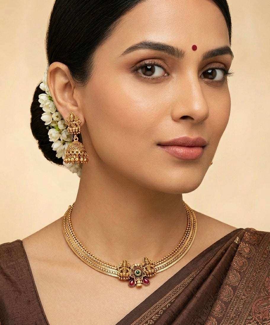 Chettinad Lakshmi Heritage Hasli: Divine Craftsmanship in Antique Gold