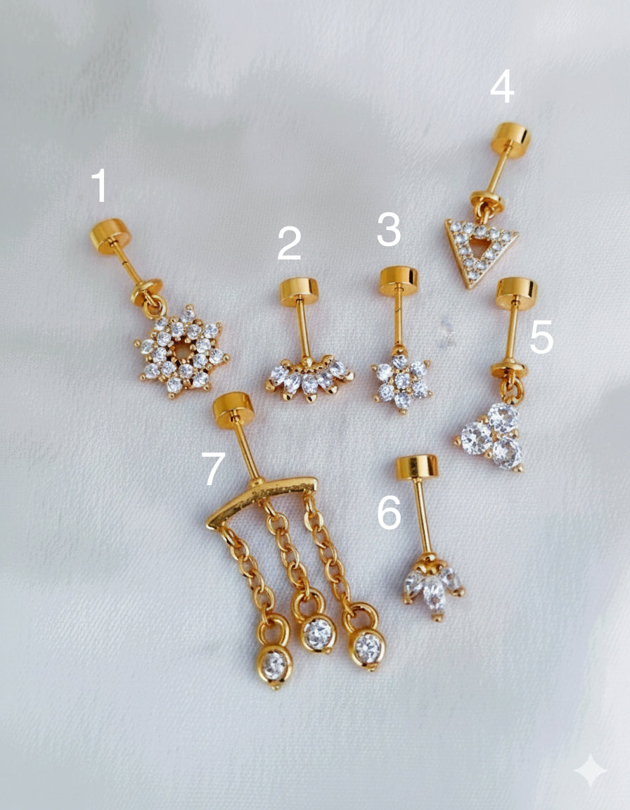 The Forever Glow Bugadi Collection: 18k Gold Plated Tarnish-Proof Piercing Essentials