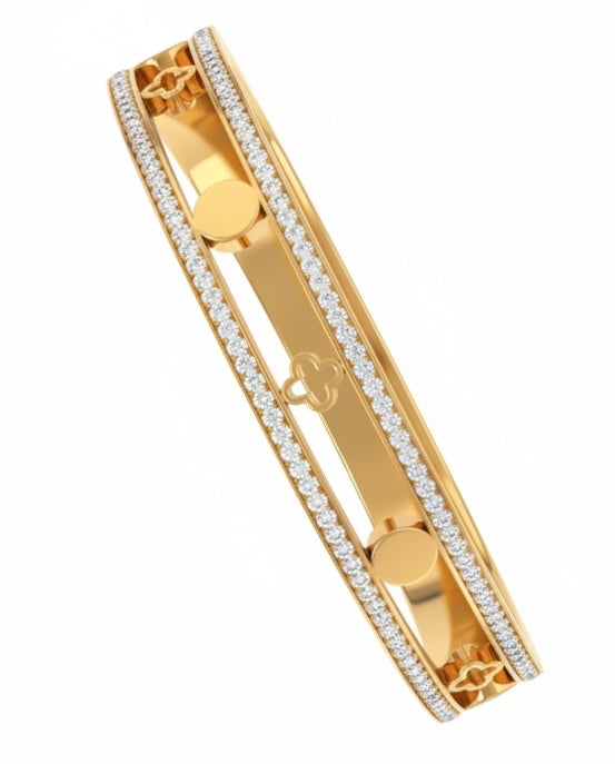 Radiant Pavé Fortune Bangle in 18K Gold-Plated Anti-Tarnish Stainless Steel