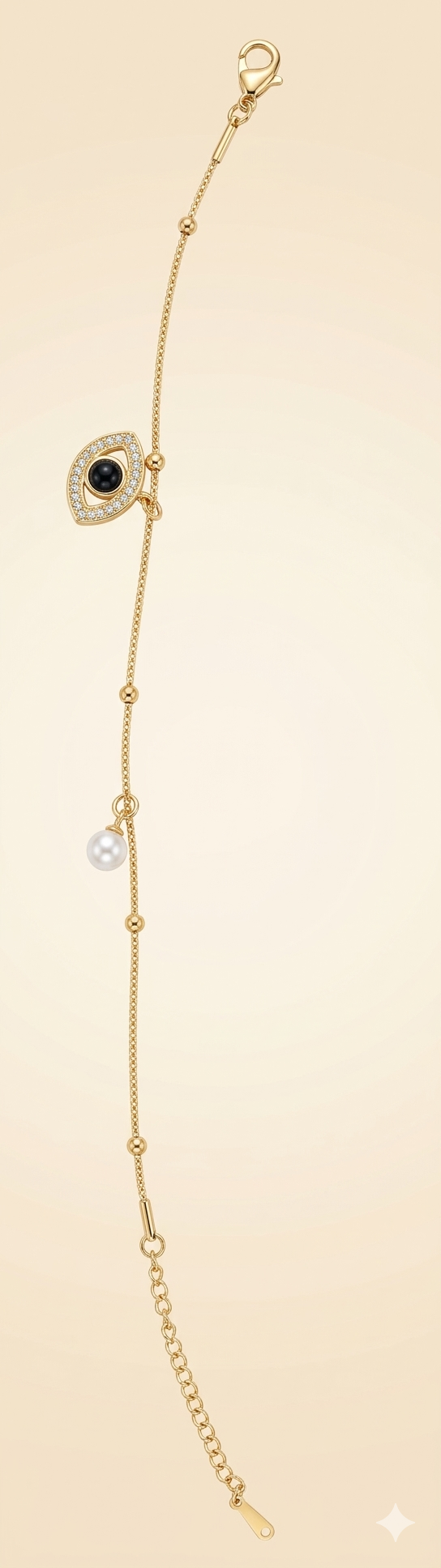 The Guardian Charm Slim Bracelet – 18k Gold Plated Evil Eye & Pearl Droplet Bracelet