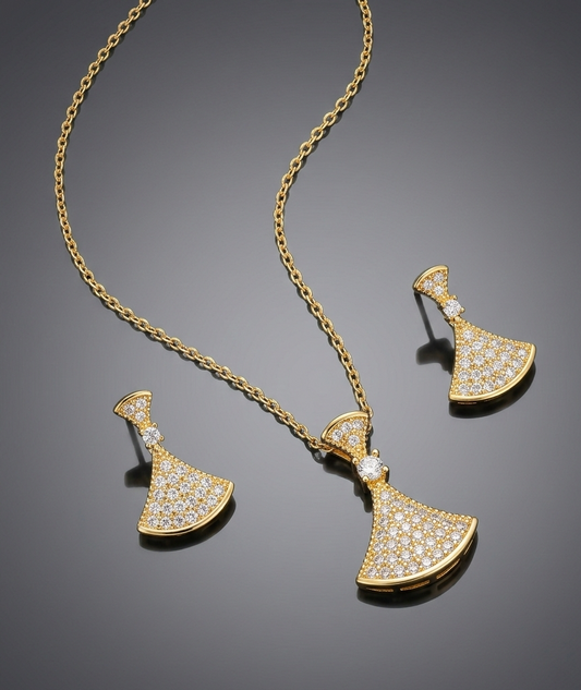 Eternal Gilded Fan necklace & Earring Set
