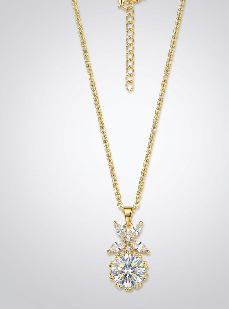 Ethereal Sakura Sparkle Necklace collections : 18K Gold Plated with Marquise Crystals