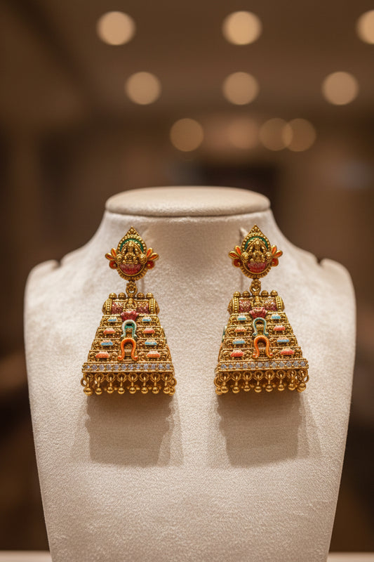 Heritage Gopuram with Divine Goddess Lakshmi Motif - Colorful Meenakari work