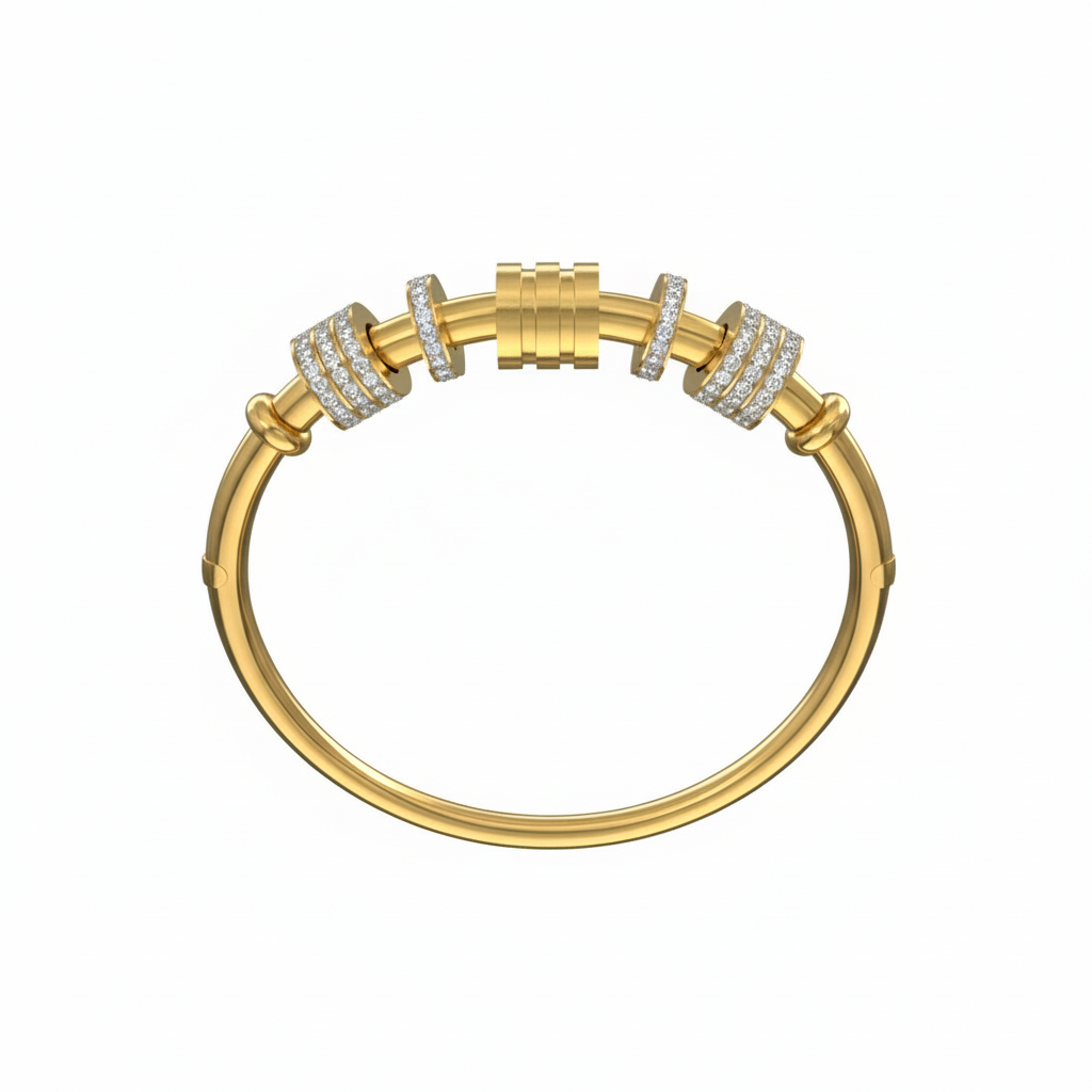 Infinite Glow: Modular Diamond-Encrusted Torque Bangle Collection in 18K Gold Plated