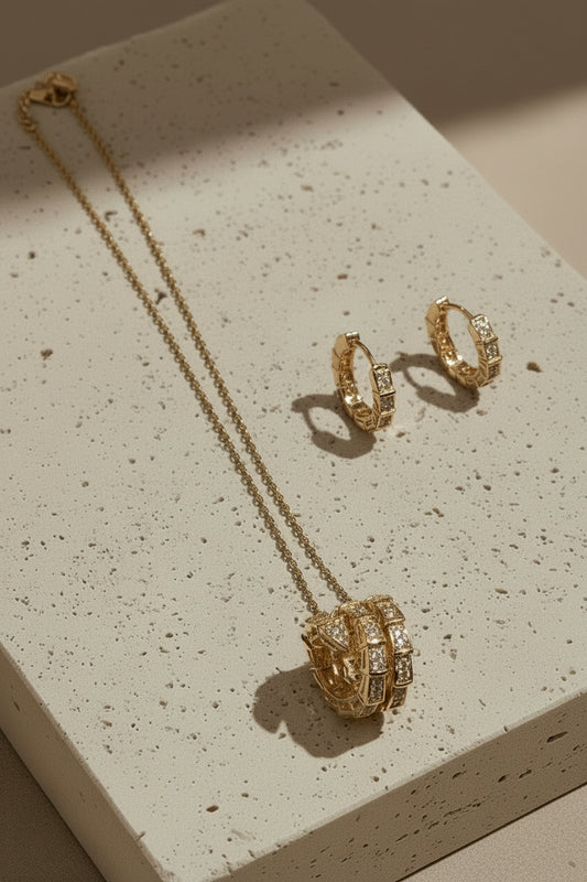 Mosaic Serpent 18K Gold Plated Stainless Steel Set