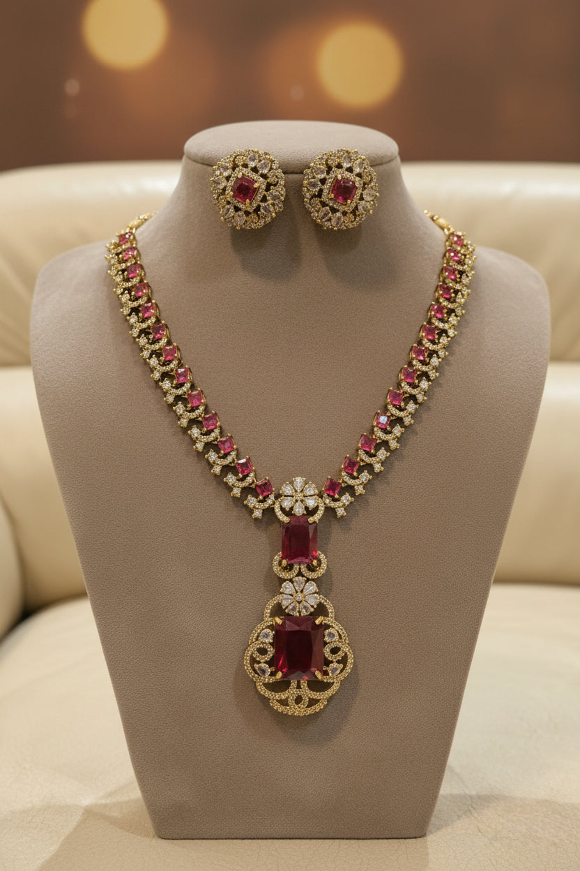 Regal Victorian Inspired Necklace And Earring Set