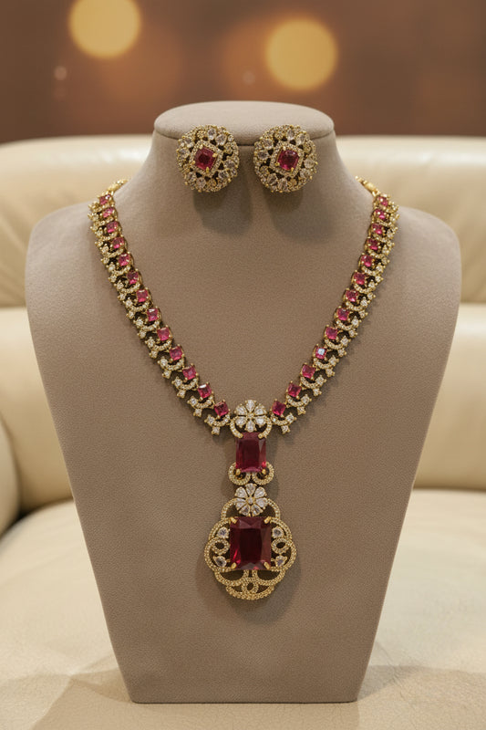 Regal Victorian Inspired Necklace And Earring Set