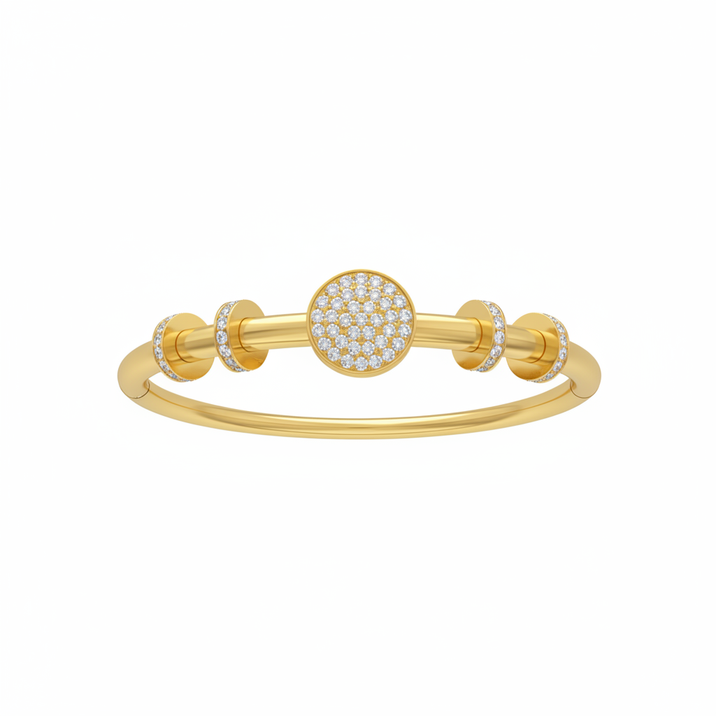 Infinite Glow: Modular Diamond-Encrusted Torque Bangle Collection in 18K Gold Plated