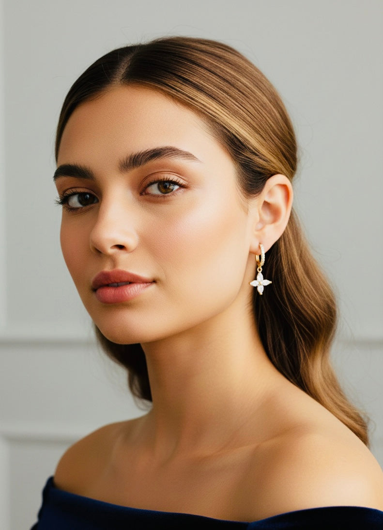 Eternal Bloom: 18k Gold Plated Floral Drop Earrings