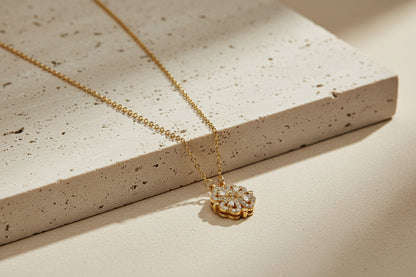 2-in-1 18K Gold Plated Transformative Magnetic Folding Clover & Calligraphy Pendant Necklace