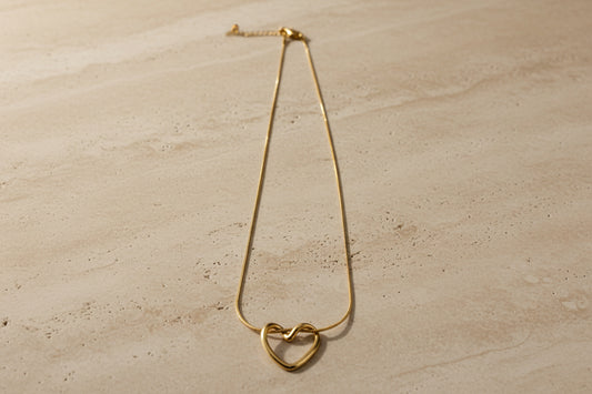 Intertwined Open Heart 18K Gold Plated Stainless Steel Necklace