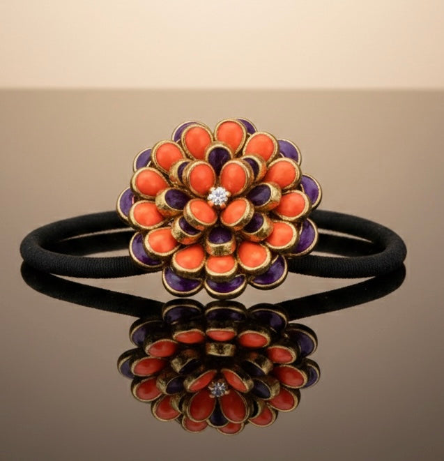 Radiant Kundan Floral Hair Tie