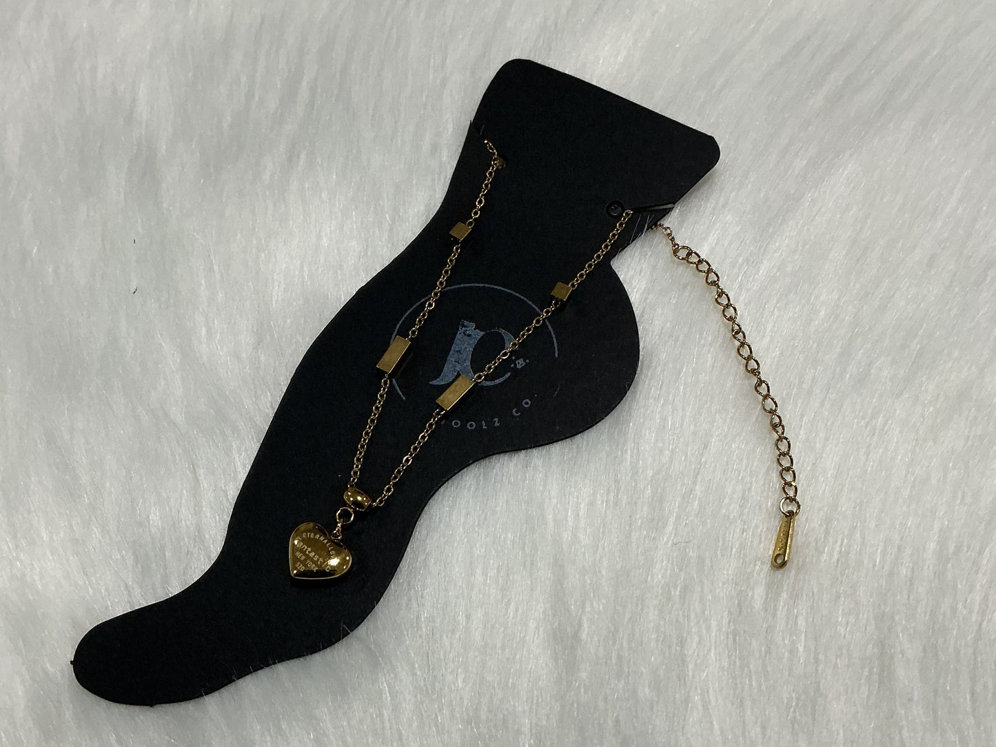 18K Gold Plated Anti-Tarnish chain Anklet with Heart Pendant Charm
