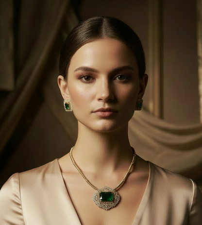 Regal Emerald Radiance: Vintage-Inspired Heirloom Kanti Set