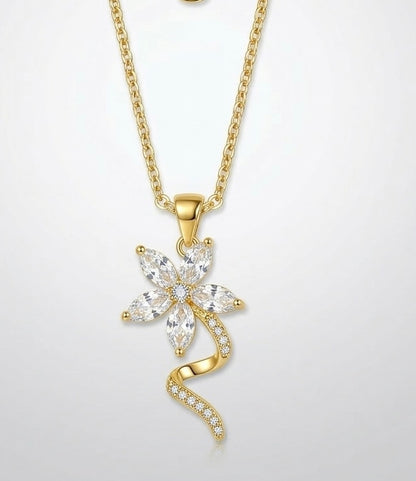 Ethereal Sakura Sparkle Necklace collections : 18K Gold Plated with Marquise Crystals