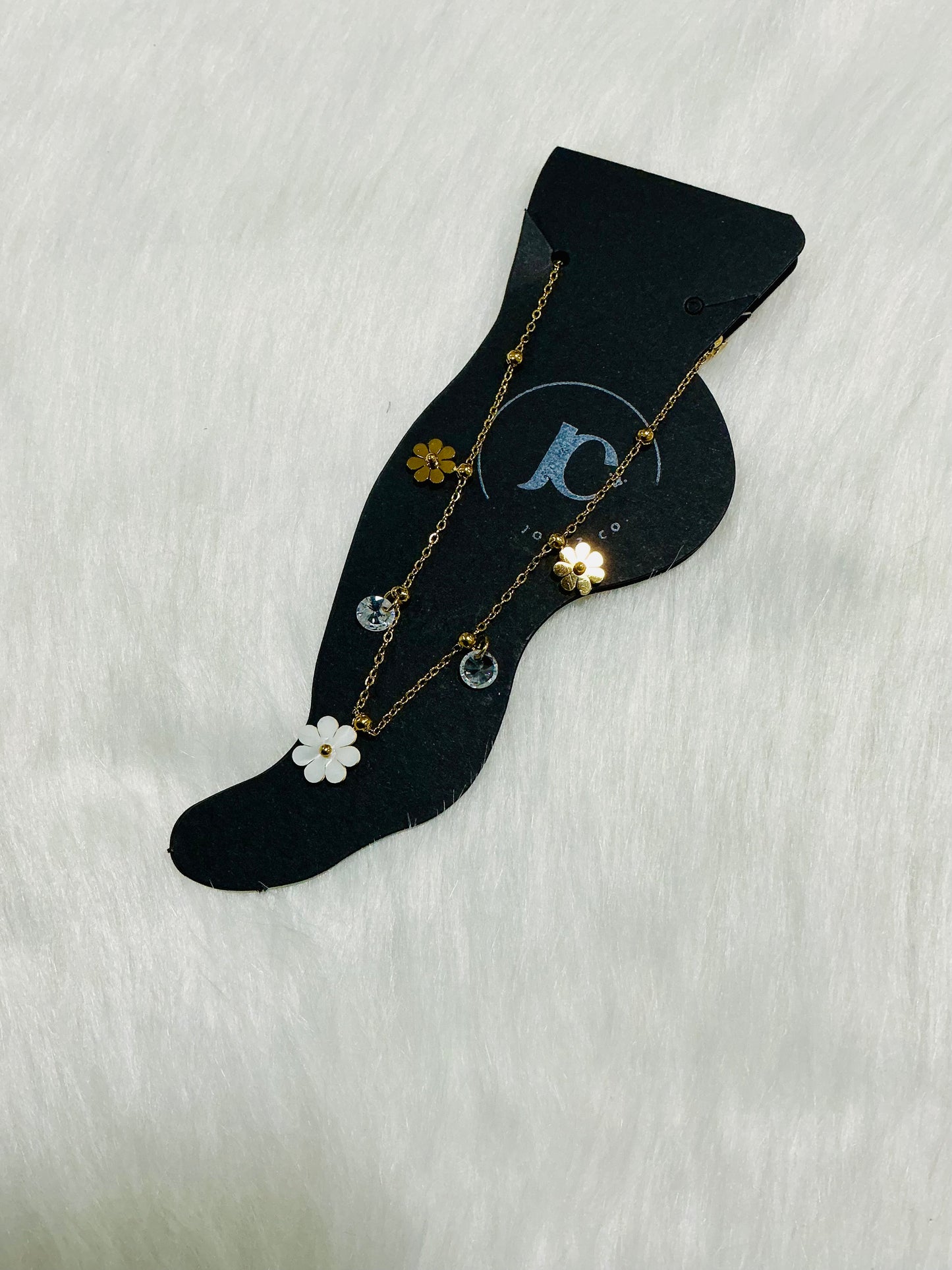 18K Gold Plated Long Lasting Anti Tarnish DAISY Charm Anklet