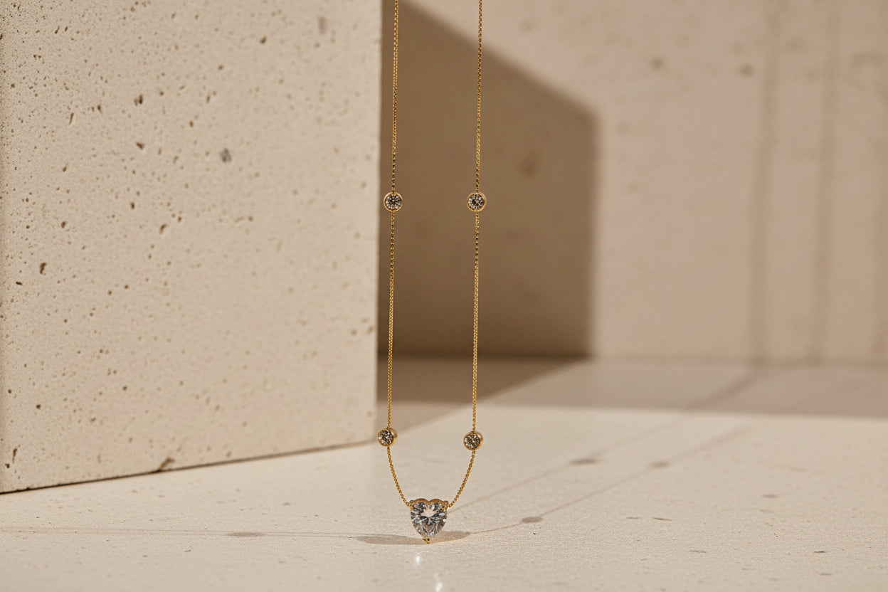 Radiant Heart Gold Vermeil Station Necklace