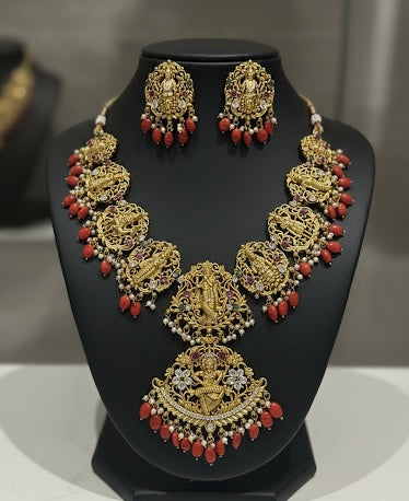 Maha Vishnu Chronicles: Handcrafted Nakshi Dasavatharam with Coral and Pearl beads
