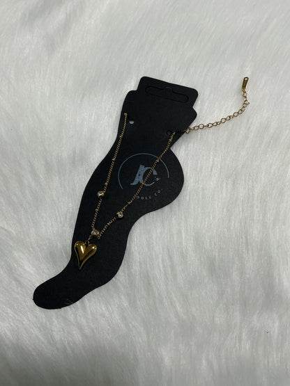 18K Gold Plated Heart Charm Anklets – Anti Tarnish, Long Lasting