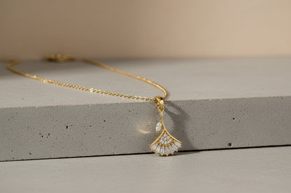 Ethereal Sakura Sparkle Necklace collections : 18K Gold Plated with Marquise Crystals