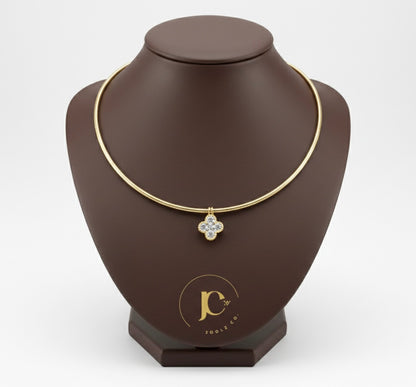 18K Gold Reversible Hasli in Black & White Clover Pendant