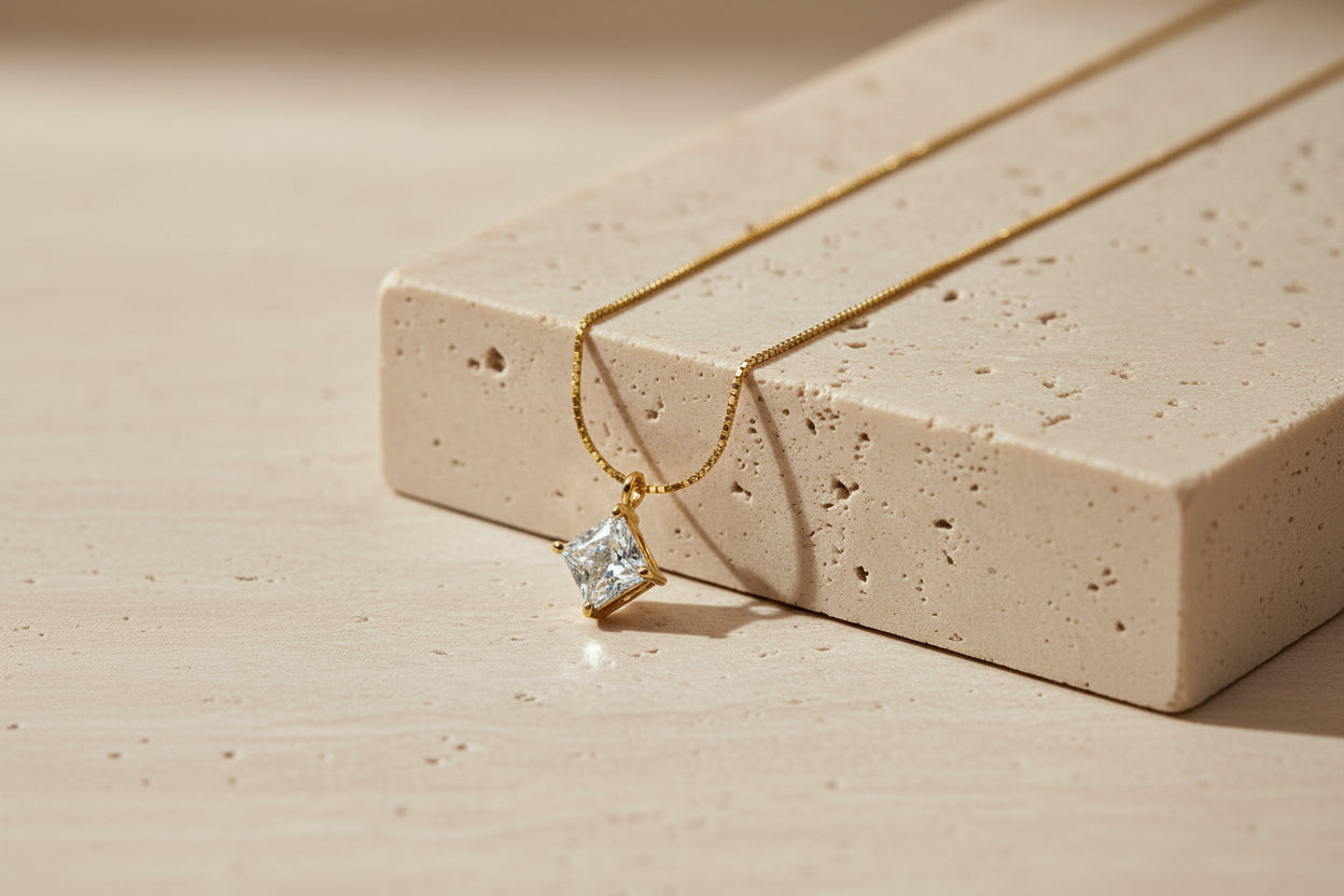 The Ethereal Solitaire Collection: 18k Gold-Plated Precision in Architectural Gemstone Cuts