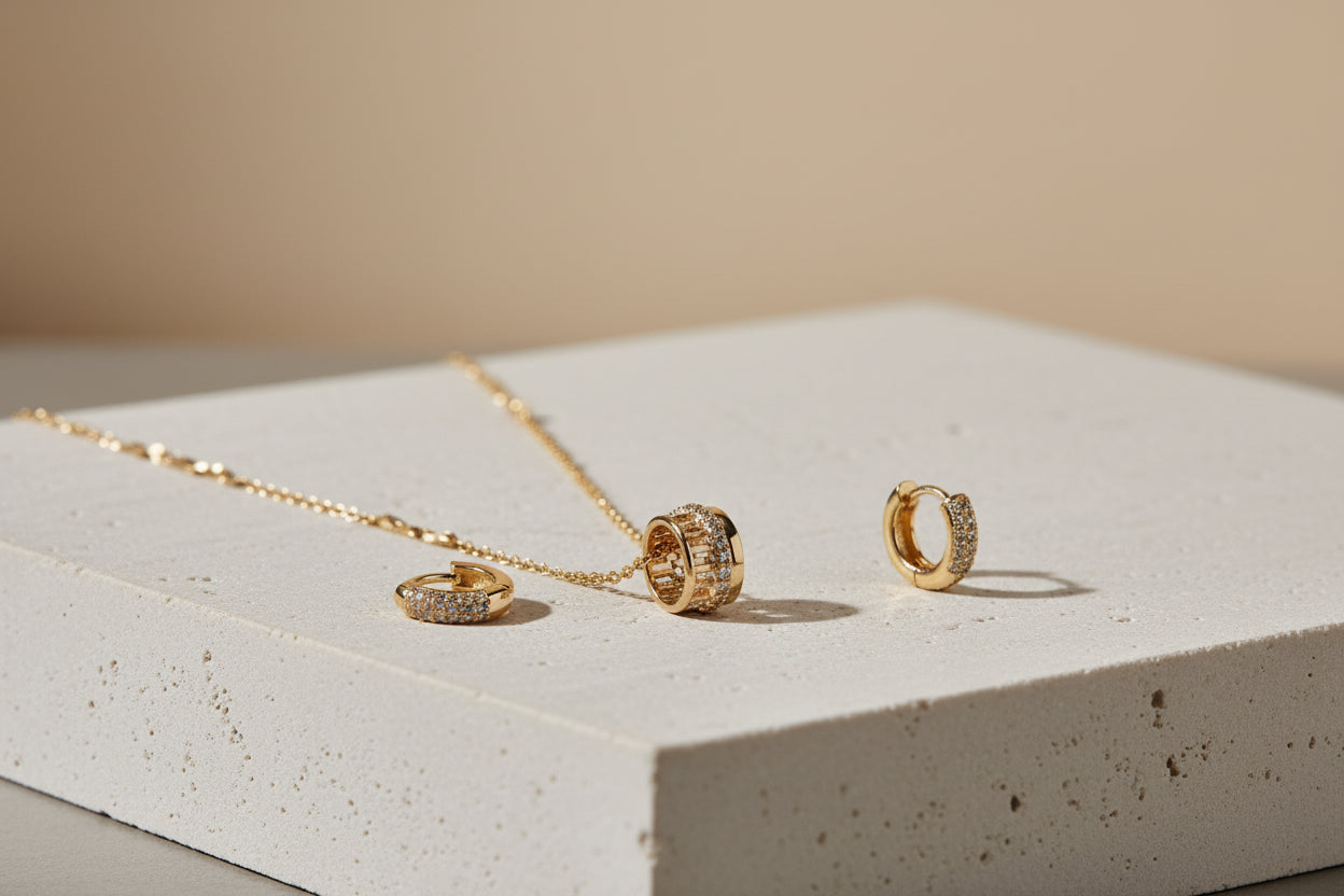 Celestial Glitz 18K Gold Plated Pave Set