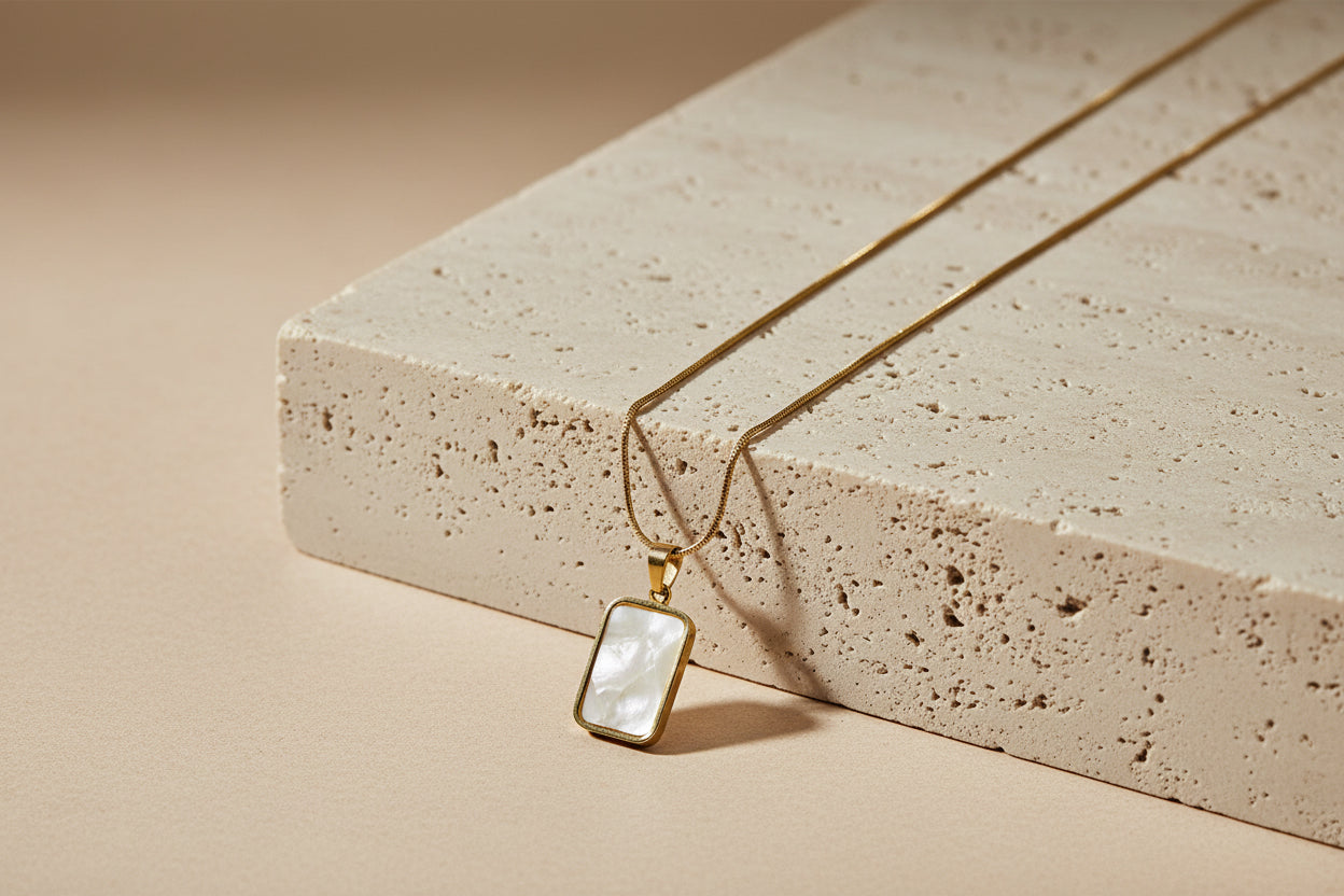 Heirloom Mother-of-Pearl 18K Gold Plated Stainless Steel Pendant chain