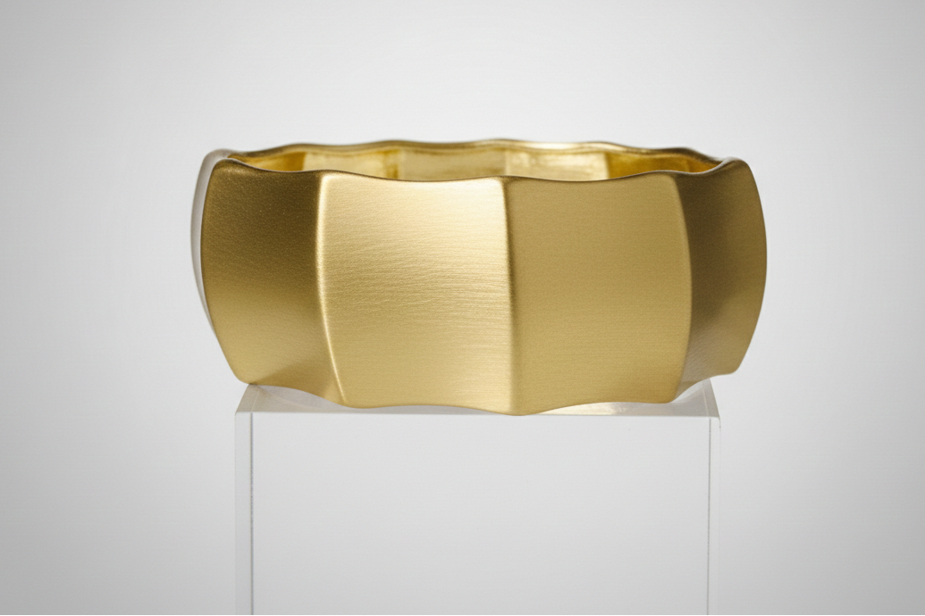 The Sculpted Matte  Ribbed Statement Bangle