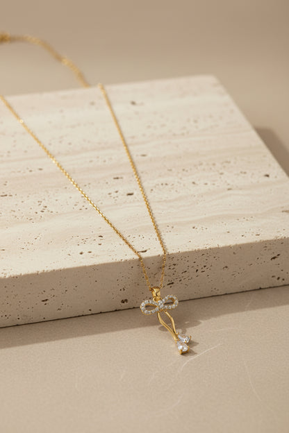 Ethereal Sakura Sparkle Necklace collections : 18K Gold Plated with Marquise Crystals