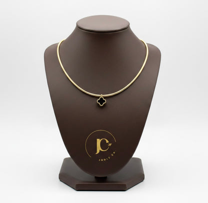 18K Gold Reversible Hasli in Black & White Clover Pendant