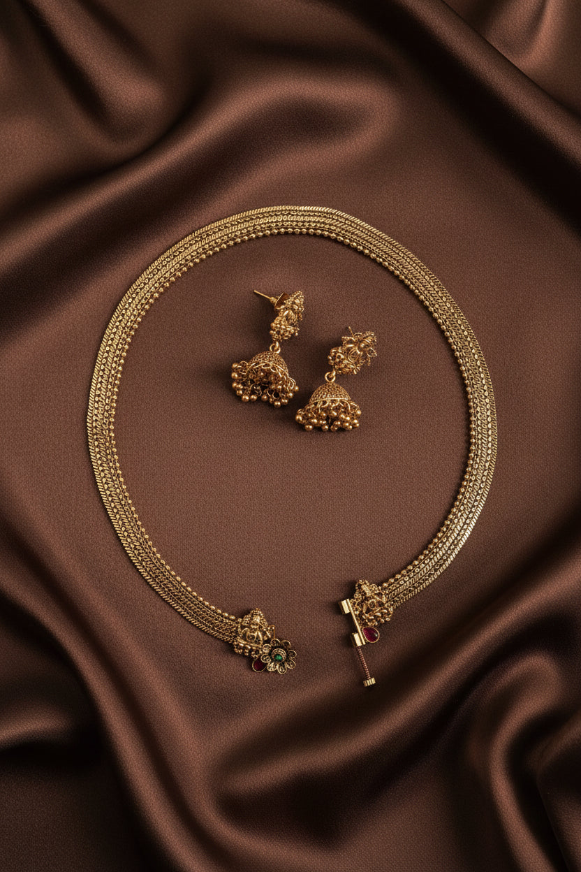 Chettinad Lakshmi Heritage Hasli: Divine Craftsmanship in Antique Gold