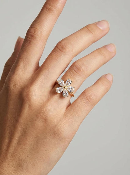 CRYSTAL FLORAL | 18K Gold Plated Anti Tarnish Ring
