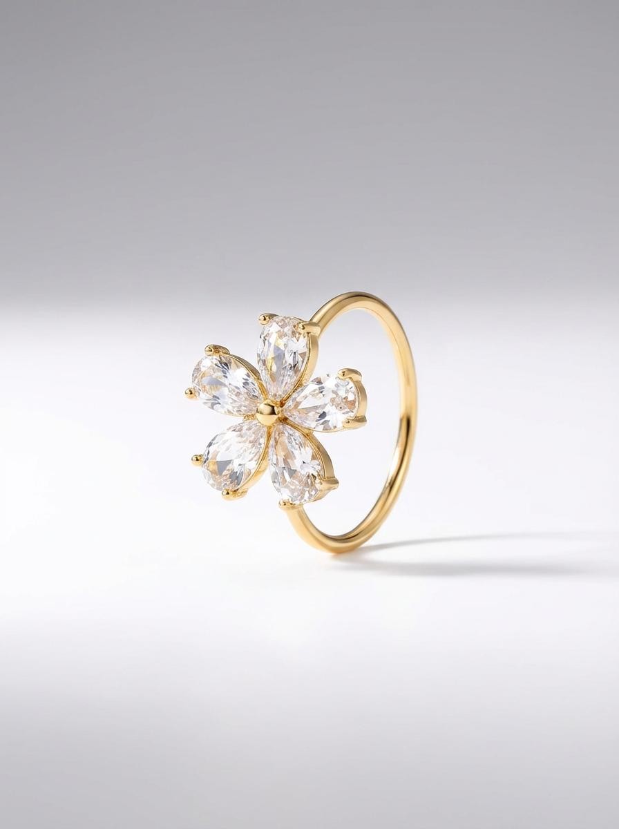 CRYSTAL FLORAL | 18K Gold Plated Anti Tarnish Ring