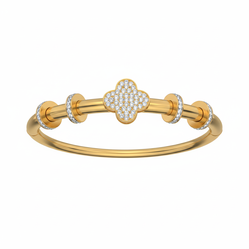 Infinite Glow: Modular Diamond-Encrusted Torque Bangle Collection in 18K Gold Plated