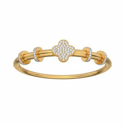 Infinite Glow: Modular Diamond-Encrusted Torque Bangle Collection in 18K Gold Plated