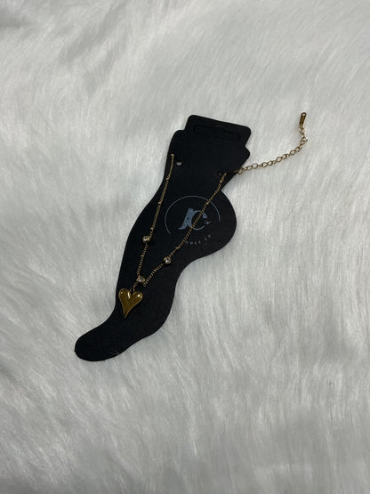 18K Gold Plated Heart Charm Anklets – Anti Tarnish, Long Lasting