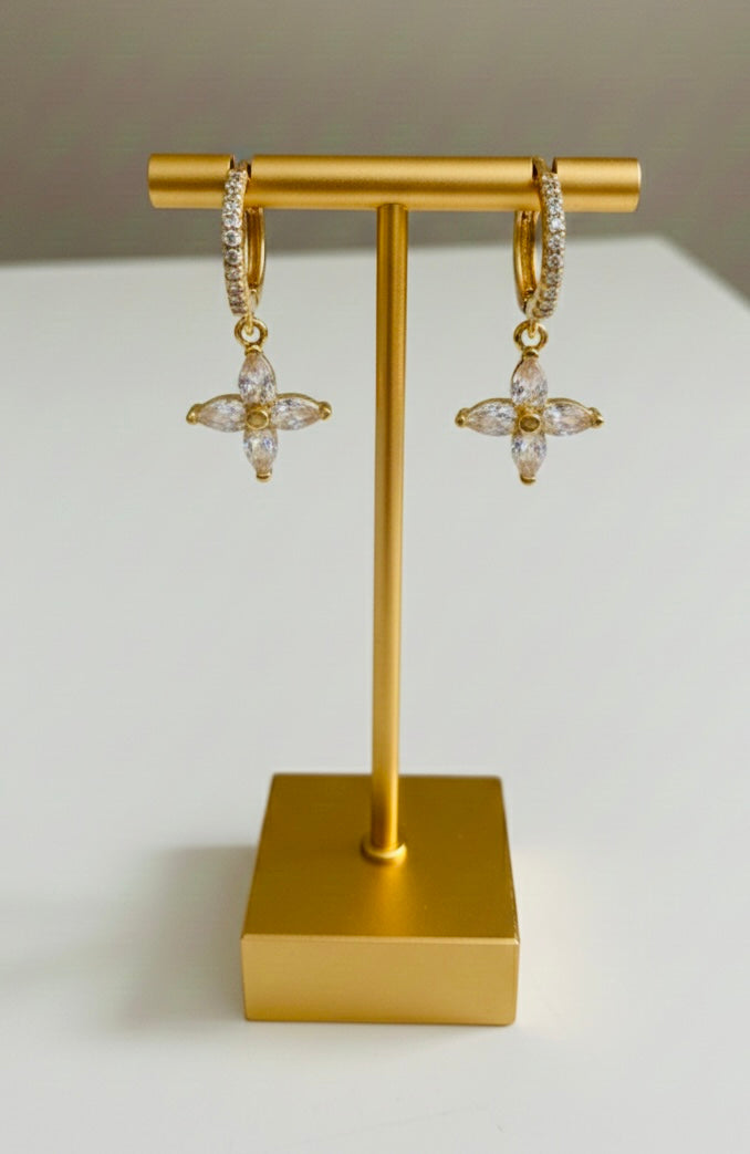 Eternal Bloom: 18k Gold Plated Floral Drop Earrings