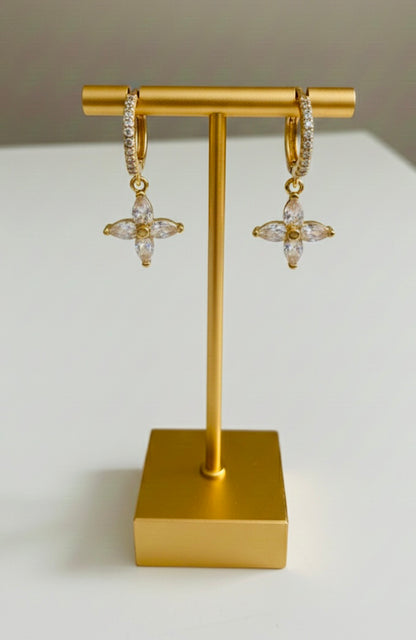 Eternal Bloom: 18k Gold Plated Floral Drop Earrings