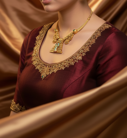 Divine Heritage: Antique Gold Temple Necklace Set with Hand-Painted Krishna Motif