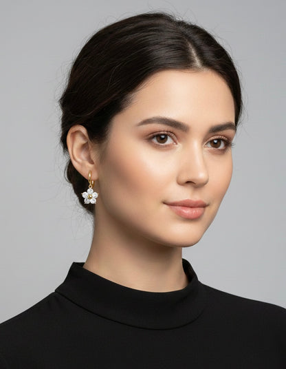 18K Gold-Plated "Everbloom" Huggie Hoops with Brilliant Crystal Flower Drops