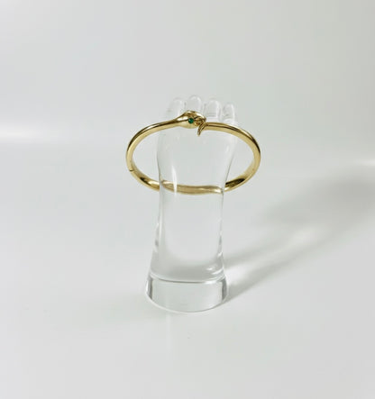 The Emerald-Eyed Snake Bangle: 18k Gold Premium Anti-Tarnish Wrap