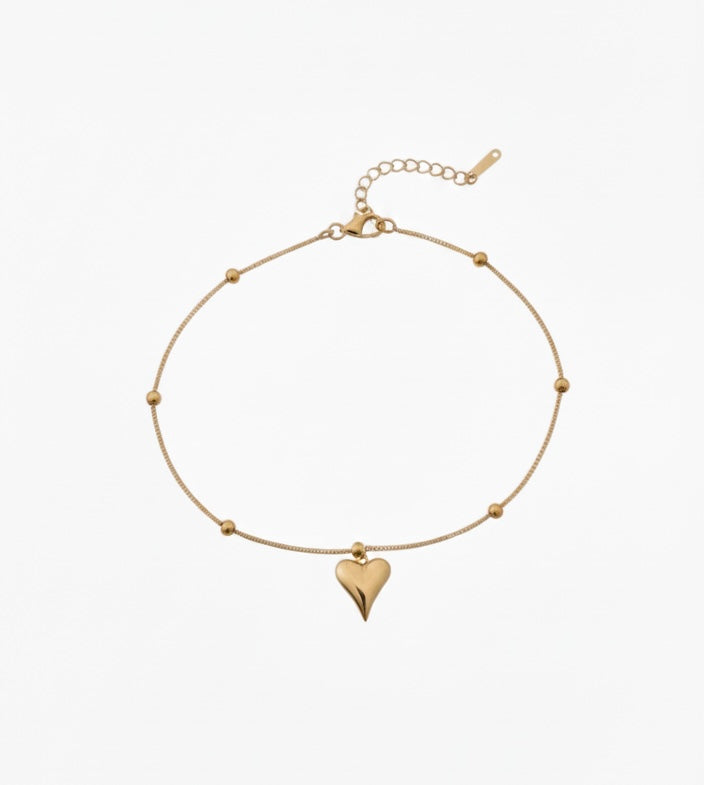 Golden Heart Bead Bracelet | 18k Gold Plating & Anti-Tarnish