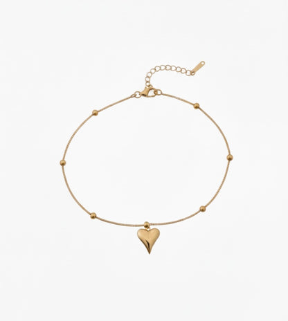 Golden Heart Bead Bracelet | 18k Gold Plating & Anti-Tarnish