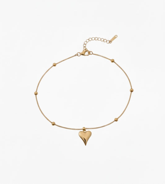 Golden Heart Bead Bracelet | 18k Gold Plating & Anti-Tarnish