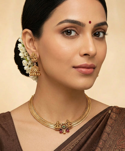 Chettinad Lakshmi Heritage Hasli: Divine Craftsmanship in Antique Gold