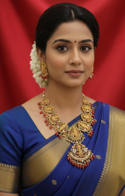 Maha Vishnu Chronicles: Handcrafted Nakshi Dasavatharam with Coral and Pearl beads